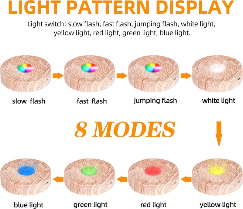 EUSTUMA Rotating LED Display Base Colorful Light Crystal Display Base Stand,Suitable for Glass Crystal Spherical Artwork,Holiday Party Decoration. (Wood) - Image 2